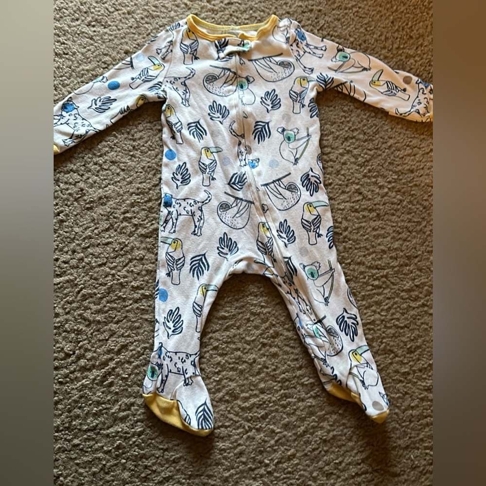 0-3 Month Cloud Island Safari Animal Zip Up Footie